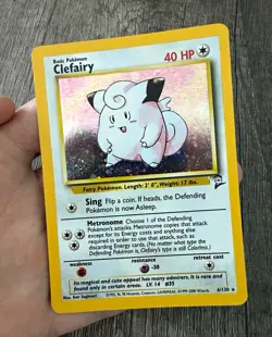 Pokemon TCG Clefairy 6/130 Base Set 2 Holo Rare English WOTC 2000 40 HP - Image 1