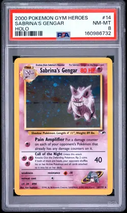 2000 POKEMON GYM HEROES HOLO #14 SABRINA'S GENGAR PSA 8 - Image 1