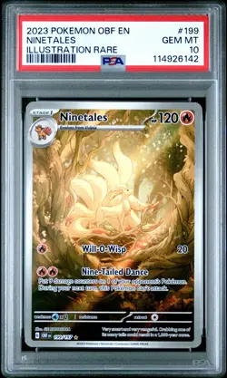 2023 POKEMON OBF EN-OBSIDIAN FLAMES ILLUSTRATION RARE #199 NINETALES PSA 10 - Image 1