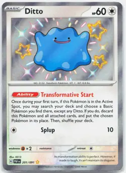 Ditto - 201/091 Paldean Fates Baby Shiny Holo Rare Pokemon - NM/LP - Image 1