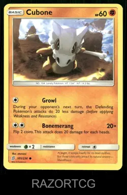 CUBONE 105/236 C UNIFIED MINDS POKEMON LP - Image 1