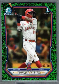 2026 Bowman Yojancel Cabrera Green Grass Refractor 1st Bowman #/99 Angels SP - Image 1