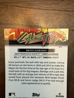 2026 Topps Finest Baseball Bryce Eldridge RC Gusto #G-5 Red Refractor #3/5 - Image 5