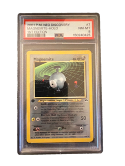 2001 POKEMON NEO DISCOVERY 1ST EDITION #7 MAGNEMITE-HOLO PSA 8 - Image 1