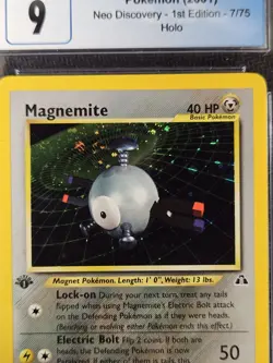 2001 Neo Discovery Magnemite 1st Edition 7/75 CGC 9 MINT Holo Pokemon Card WOTC - Image 3
