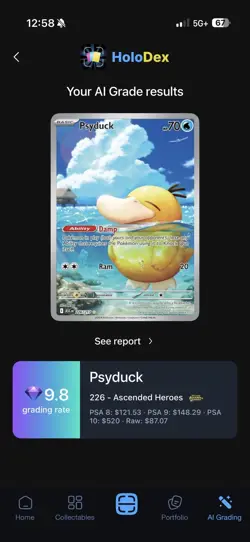 Psyduck Ascended Heroes IR Holo Full Art 226/217 PACK FRESH PSA 10 CANDIDATE - Image 3