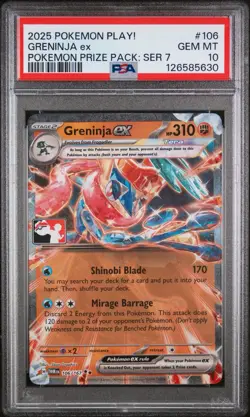 2025 Pokemon Stamped Prize Pack Series 7 Greninja ex #106 PSA 10 Gem Mint - Image 1