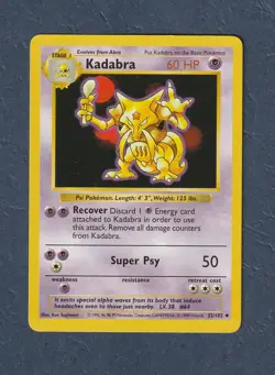 Pokemon Card - Kadabra Base Set Shadowless 32/102 Unlimited Uncommon AAA - Image 1