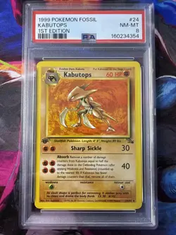 1999 Pokemon Kabutops 1st Edition Non-Holo Fossil Card 24/62 PSA 8 NM-MT - Image 1