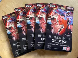 One Piece 16 Card Game English OP-16 The Time of Battle Booster Sleeved Pack x5 - Image 1