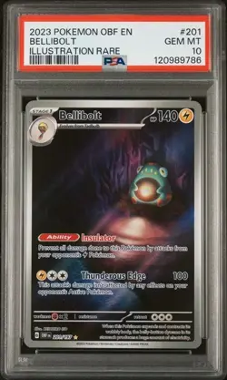 2023 Pokemon Obsidian Flames Bellibolt Illustration Rare #201 PSA 10 - Image 1