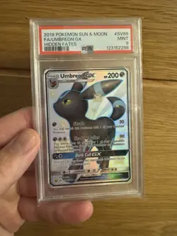 2019 POKEMON SUN & MOON HIDDEN FATES #SV69 FULL ART/UMBREON GX PSA 9 - Image 1
