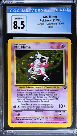 CGC 8.5 NM/Mint + Pokemon 1999 Mr. Mime Holo Rare Jungle 6/64 Blue Label! - Image 1