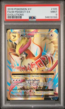 2016 Pokemon XY Evolutions #105/108 FA M Pidgeot EX - PSA 9 MINT - Image 1