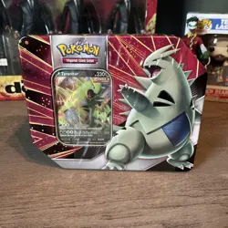 New and Factory Sealed Pokemon TCG Sword & Shield V Strikers Tin - Tyranitar V - Image 1