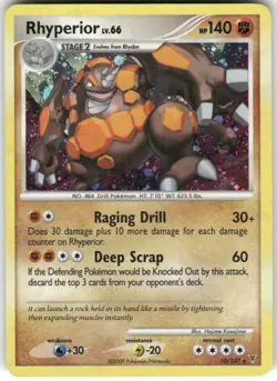 Rhyperior 10/147 Holo Rare Supreme Victors Pokemon Moderately Played - Image 1