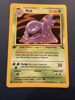 Pokemon 1999 Muk 1st Edition Holo Rare Fossil 13/62 NM+ - Image 1