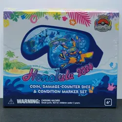 Pokemon 2024 Worlds Honolulu Scuba Pikachu Coin & Damage Dice Set SEALED - Image 1