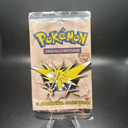EMPTY Zapdos Pokemon Fossil Set Booster Pack Wrappers Empty Art 1st Edition - Image 1