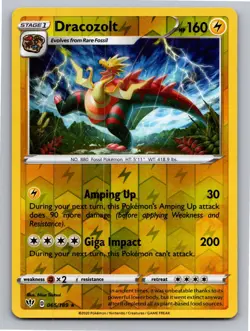 Dracozolt 065/189 Rare Darkness Ablaze Pokemon Reverse Holo Near Mint - Image 1