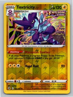 Toxtricity 108/264 Holo Rare Fusion Strike Pokemon Reverse Holo Lightly Played - Image 1