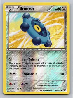 Bronzor 60/124 Common Fates Collide Pokemon Reverse Holo Moderately Played - Image 1