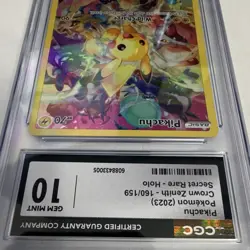 Pokemon TCG- CGC 10 Pikachu 160/159 Secret Rare Holo - SWSH Crown Zenith 2023 - Image 3