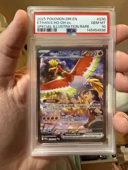 2025 POKEMON DESTINED RIVALS SPECIAL ILLUSTRATION RARE ETHAN'S HO-OH EX PSA 10 - Image 1