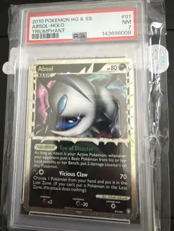 2010 POKEMON HEARTGOLD & SOULSILVER TRIUMPHANT #91 ABSOL-HOLO PSA 7 Fresh Cert - Image 1