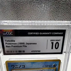 Pokemon TCG Totodile 156 Darkness, and to Light... JP CGC 10 Graded 1999 - Image 3