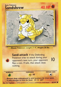 1999 Pokemon TCG - Sandshrew - Base Set - Uncommon Card - 62/102 - Image 4