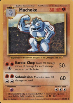 1999 Pokemon TCG - Machoke - Base Set - Uncommon Card - 34/102 - Image 1