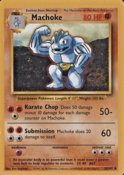 1999 Pokemon TCG - Machoke - Base Set - Uncommon Card - 34/102 - Image 4
