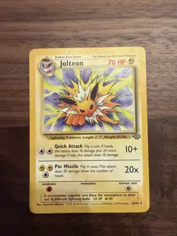 Jolteon Jungle 1999 WOTC LP Pokemon TCG Card 20/64 Non-Holo Unlimited Rare - Image 1