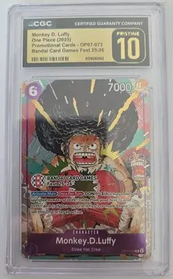 Monkey D. Luffy OP07-073 Bandai Card Games Fest 25-26 One Piece CGC 10 Pristine - Image 1