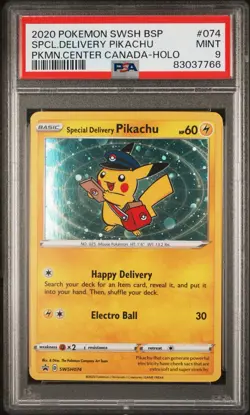 2020 Pokemon Pikachu Special Delivery SWSH074 Pokecenter Promo PSA 9 - Image 1