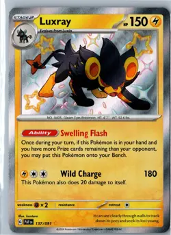 Pokemon Card - Luxray Paldean Fates 137/091 Shiny Rare Holo Near Mint - Image 1