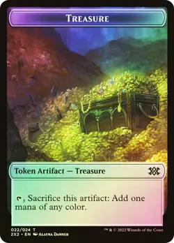 Magic The Gathering MTG TREASURE // FAERIE ROGUE TOKEN FOIL Double Masters 2022 - Image 1