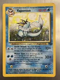 Vaporeon 12/64 Holo Rare Jungle 1999 Pokemon EN HP WOTC Unlimited Vintage - Image 1