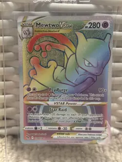 WOC Pokemon TCG Mewtwo VSTAR Pokemon GO 079/078 Secret Rare RAINBOW Holo 2022 EN - Image 1