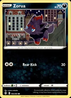 Zorua 102/203 Pokemon Evolving Skies Common NM - Image 1