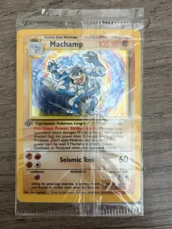 1999 Pokemon 1st Edition Holo #8 Machamp Sealed Promo - Ink Staining - Image 1