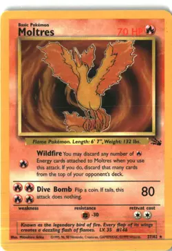 Moltres 27/62 Rare Fossil Pokemon Unlimited Lightly Played - Image 1