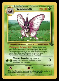 Venomoth #29 - Pokemon Jungle Base Set - Unlimites Rare WOTC - LP - Image 1