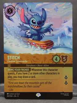 Disney Lorcana Stitch Care Free Snowboarder (Epic) Foil 207/204•EN•11 - Image 1
