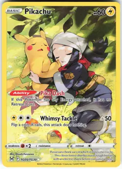 Pikachu TG05/TG30 Pokemon SWSH11 Lost Origin Trainer Gallery Holo Ultra Rare VLP - Image 1