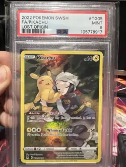 Pokemon TCG Pikachu TG05/TG30 Lost Origin Trainer Gallery Full Art Holo PSA 9 - Image 1