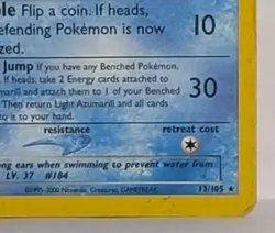 Light Azumarill 13/105 Neo Destiny Holo Rare Vintage Yuka Morii Pokemon TCG Card - Image 5