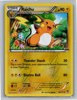 Raichu 28/111 Uncommon Furious Fists Pokemon Reverse Holo Heavily Played - Image 1