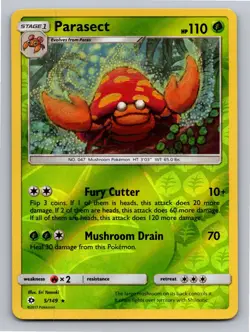 Parasect 5/149 Rare SM Base Set Pokemon Reverse Holo Lightly Played - Image 1